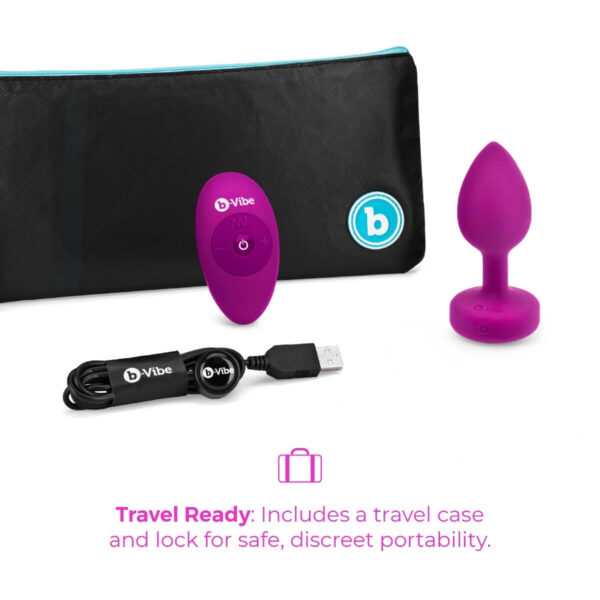 b-vibe vibrating jewel butt plug for beginners - Fuchsia
