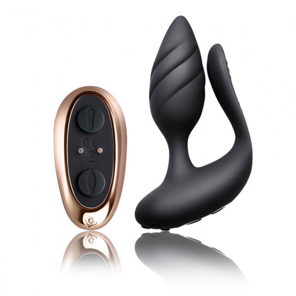 Rocks Off Cocktail Double Stimulation Butt Plug - Black