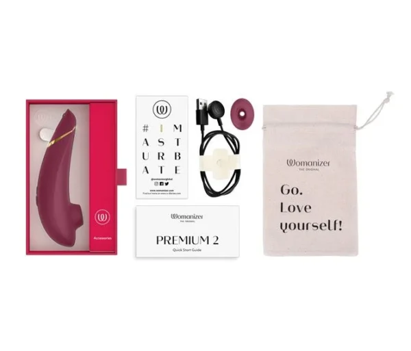 Womanizer Premium 2 Clitoral Vibrator - Bordeaux