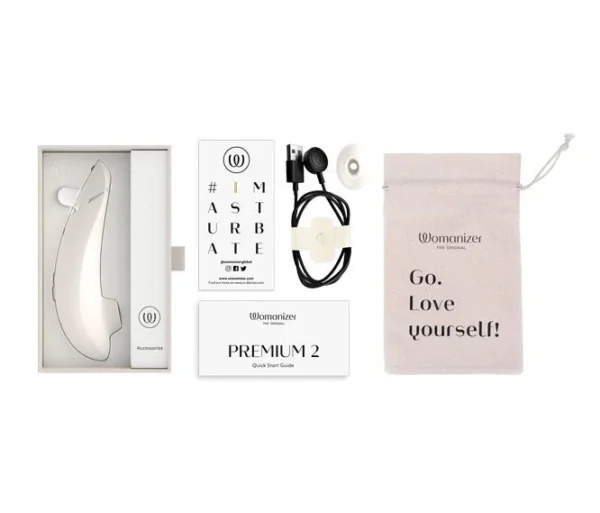 Womanizer Premium 2 Clitoral Vibrator - Warm Gray