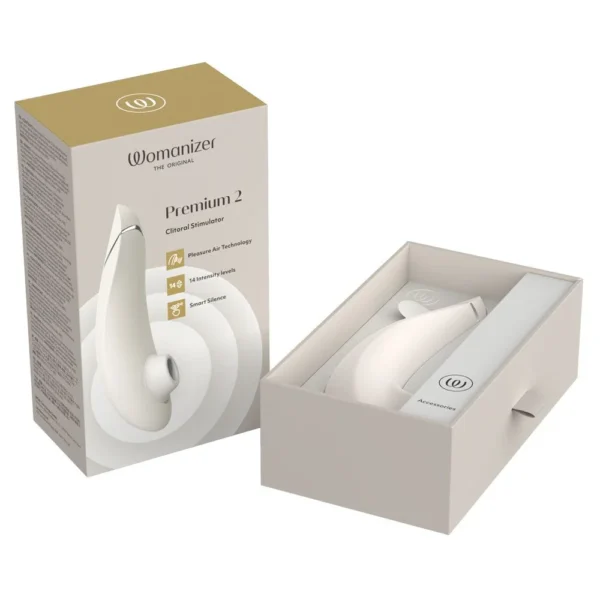 Womanizer Premium 2 Clitoral Vibrator - Warm Gray