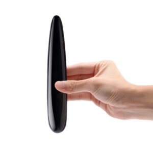 Le Wand Crystal Wand | Black Obsidian | Slim Wand held upright in hand