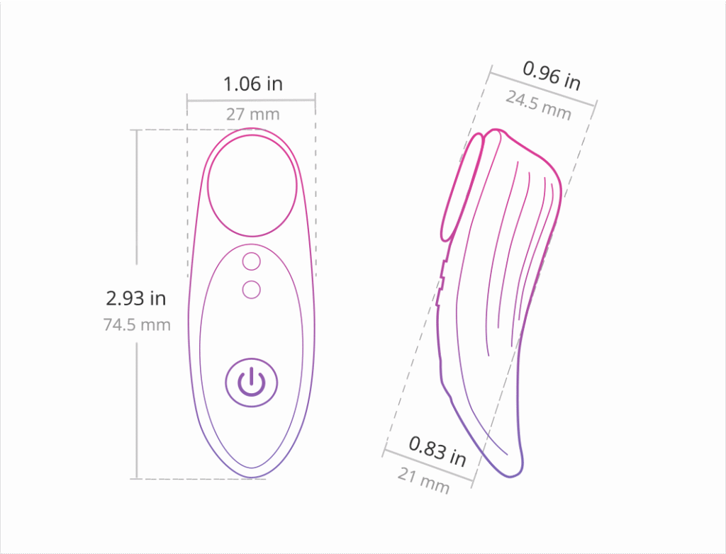 Lovense Ferri Wearable Panty Vibrator Dimensions