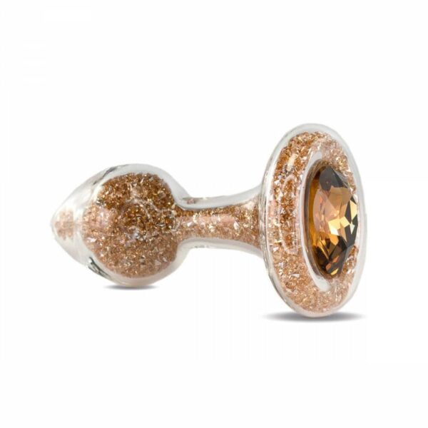 Crystal Delights Glass Sparkle Butt Plug - Gold