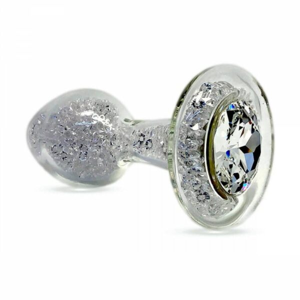 Crystal Delights Glass Sparkle Butt Plug - Clear/Silver