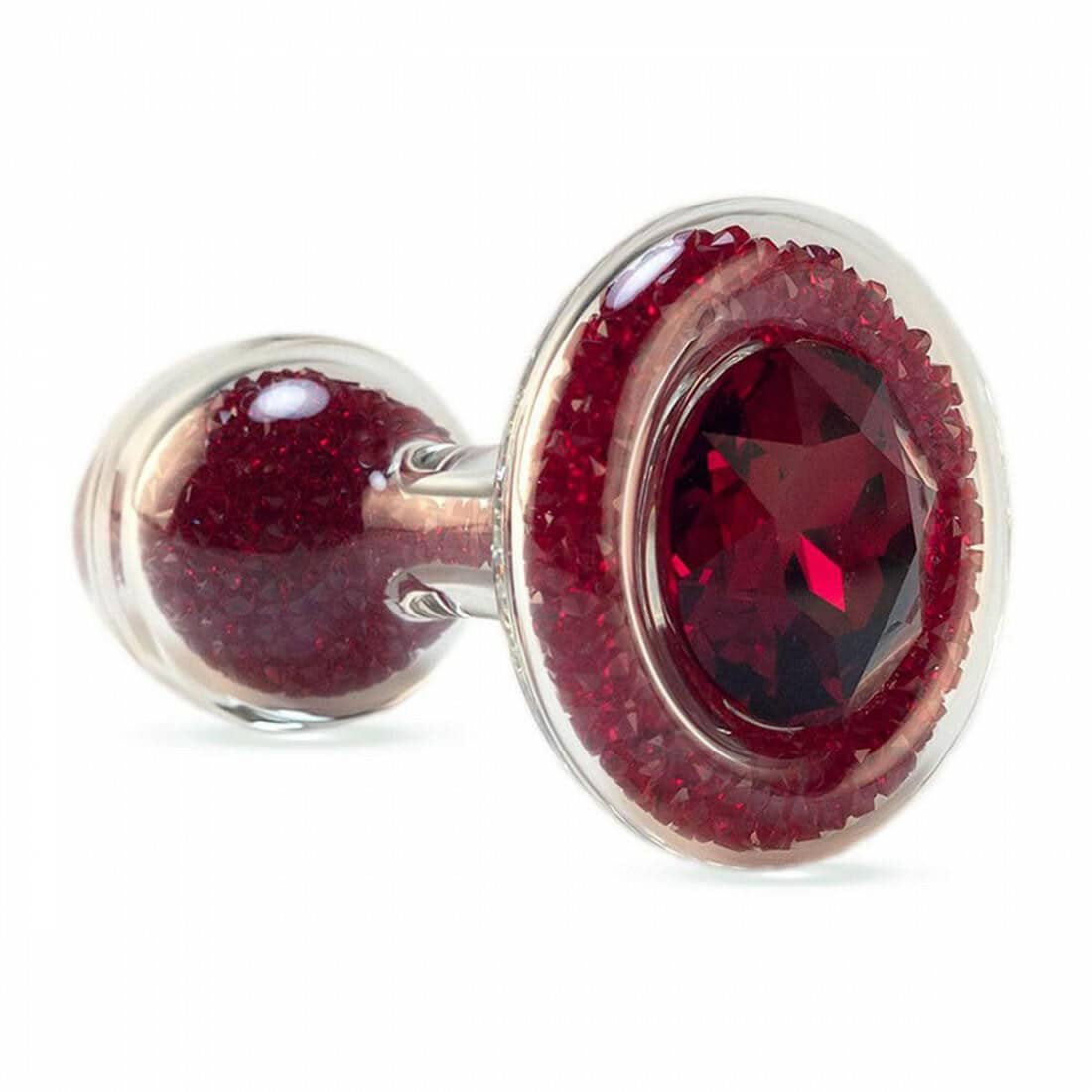 Crystal Delights Glass Sparkle Butt Plug - Red