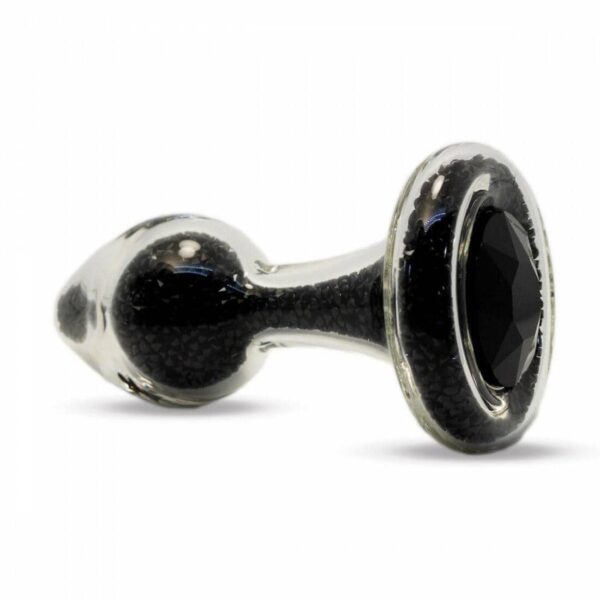 Crystal Delights Glass Sparkle Butt Plug - Black