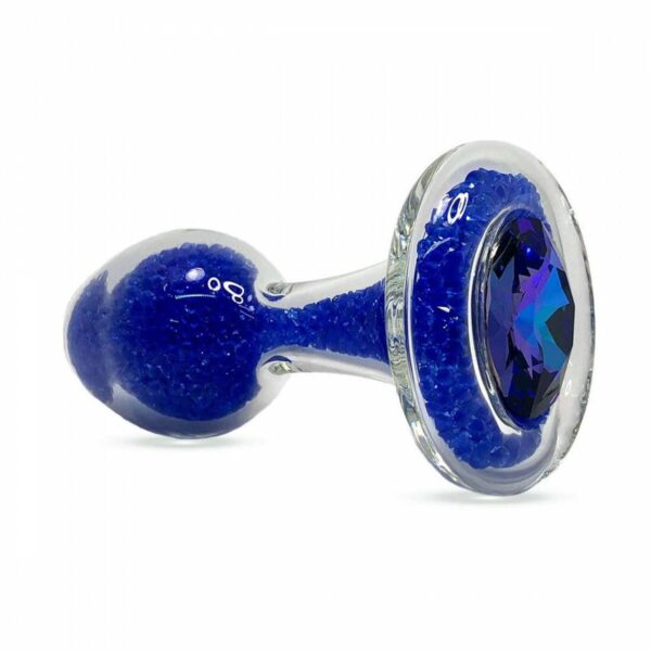 Crystal Delights Glass Sparkle Butt Plug - Blue
