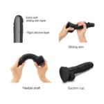 Black Strap-on-Me Sliding Skin Realistic Dildo