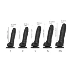 Black Strap-on-Me Sliding Skin Realistic Dildo - Individual Dimensions