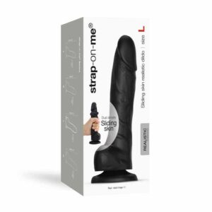 Black Strap-on-Me Sliding Skin Realistic Dildo - Large