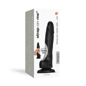 Black Strap-on-Me Sliding Skin Realistic Dildo - Small