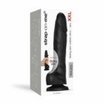 Black Strap-on-Me Sliding Skin Realistic Dildo - XXL