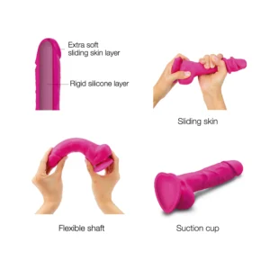 Fuchsia Strap-on-Me Sliding Skin Realistic Dildo