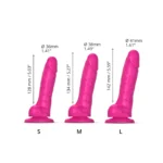 Fuchsia Strap-on-Me Sliding Skin Realistic Dildo - Individual Dimensions