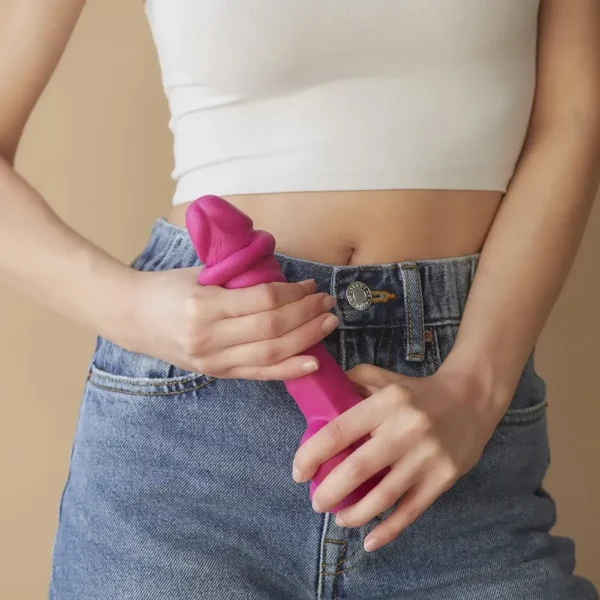 Fuchsia Strap-on-Me Sliding Skin Realistic Dildo