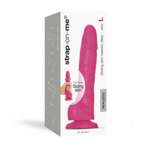 Fuchsia Strap-on-Me Sliding Skin Realistic Dildo - Large