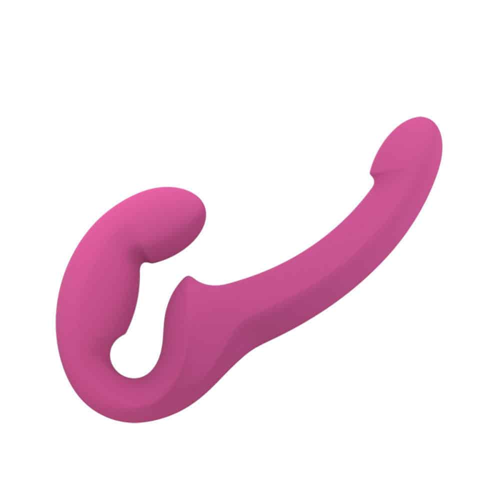 Vibrating Strapless Strap On Happy Rabbit Rechargeable Waterproof Strap On  Pink