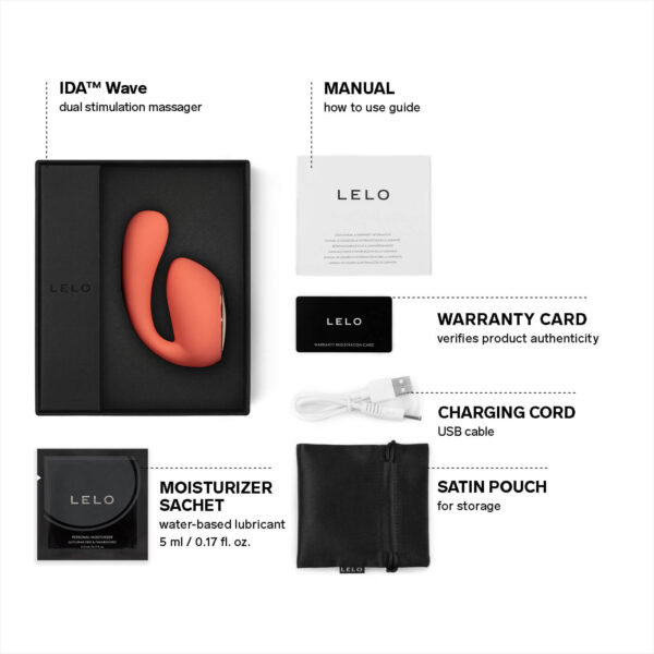 LELO IDA Wave Dual Stimulation Clitoral & G-spot Vibrator - Coral Red