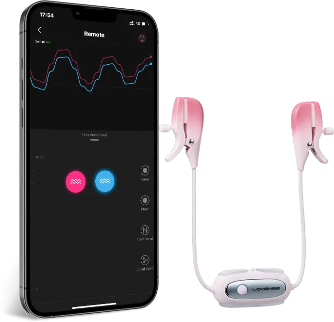 Lovense Gemini App-Controlled Vibrating Nipple Clamps - Remote App Features
