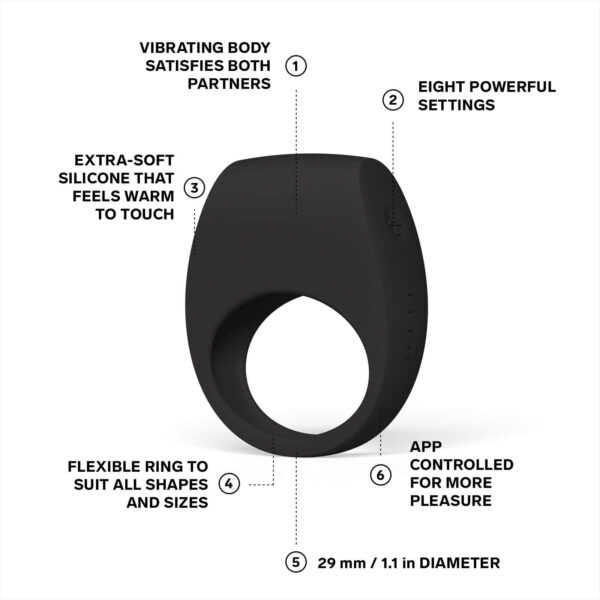 LELO TOR 3 Vibrating Couples Penis Ring - Black