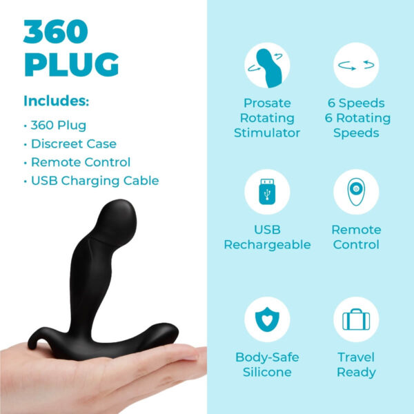 b-Vibe 360 Rotating, Vibrating, Remote-control Prostate Plug