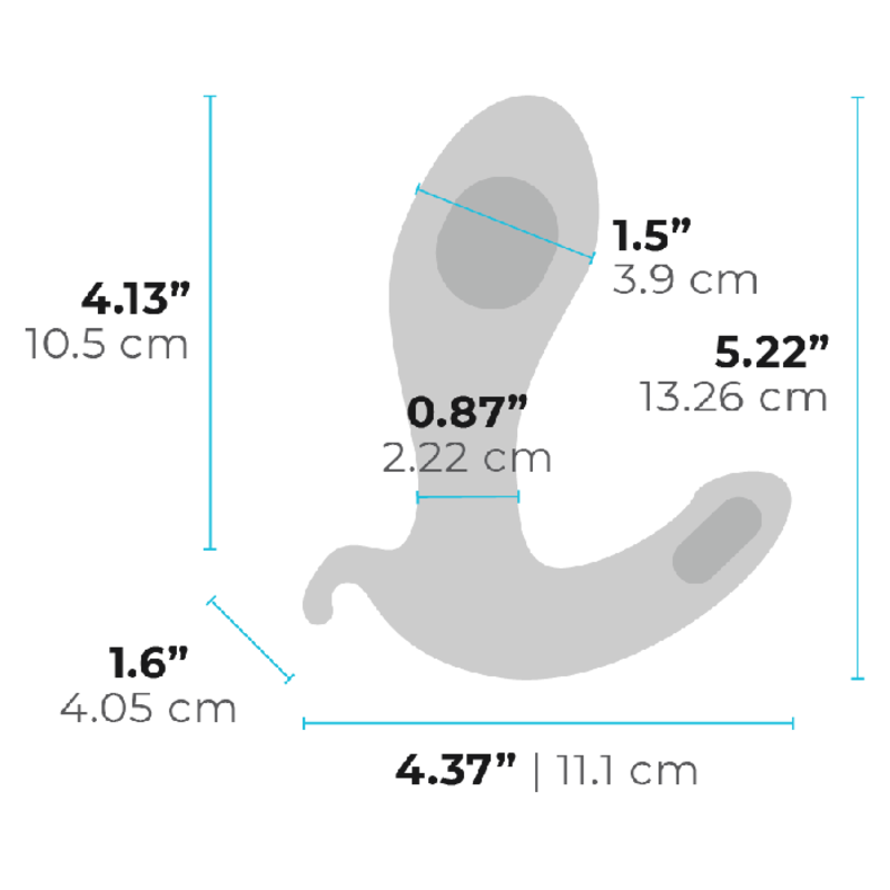 b-Vibe Expand Vibrating Remote-Controlled Prostate Plug - Dimensions