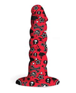 Icon Brands Collage Goth Girl Twisted Silicone Suction Cup Colorful Dildo