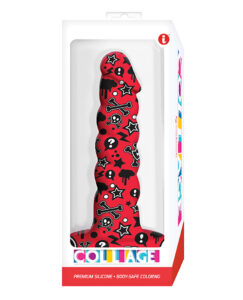 Icon Brands Collage Goth Girl Twisted Silicone Suction Cup Colorful Dildo
