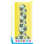 Icon Brands Collage Diamonds and Hearts Curvy Silicone Suction Cup Colorful Dildo