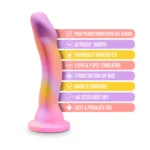 Avant By Blush® | Sun's Out Pink: Artisan 7 Inch Curved P-Spot / G-Spot Dildo with Suction Cup Base - Elegantly Made with Smooth Ultrasilk® Purio™ Silicone