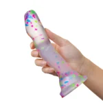 Blush Novelties Neo Elite Hanky-Panky 7.5inch Purio Glow-In-The-Dark Confetti Pretty Dildo