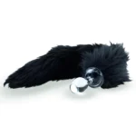 Crystal Delights Black Cat Crystal Minx Faux Fur Butt Plug Tail