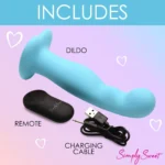 Curve Toys Simply Sweet Blue 21X Thick Vibrating Remote Controlled Dildo - Box Contents