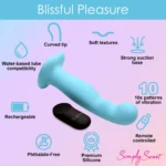 Curve Toys Simply Sweet Blue 21X Thick Vibrating Remote Controlled Dildo - Blissful Pleasure features