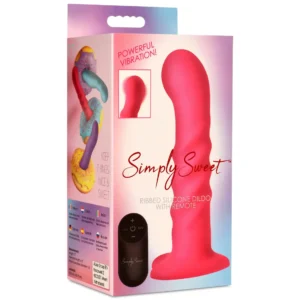 Curve Toys Simply Sweet Pink 21X Ribbed Vibrating Remote Controlled Dildo