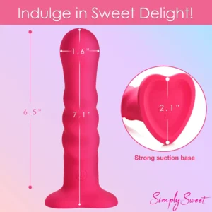Curve Toys Simply Sweet Pink 21X Ribbed Vibrating Remote Controlled Dildo - Dimensions