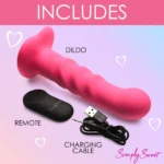 Curve Toys Simply Sweet Pink 21X Ribbed Vibrating Remote Controlled Dildo - Box Contents