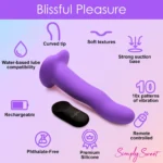 Curve Toys Simply Sweet Purple 21X Wavy Vibrating Remote Controlled Dildo - Blissful Pleasure