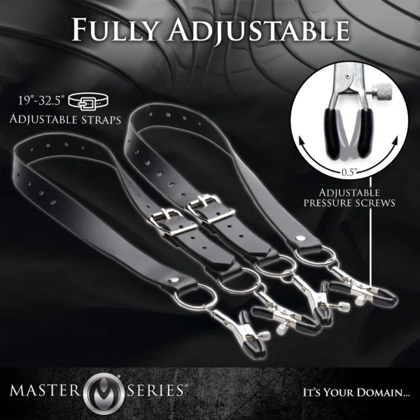 Master Series Spread Labia Spreader Straps with Clamps - XL - 19 to 32.5 inches