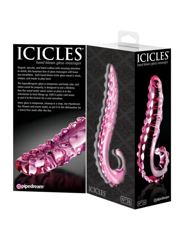 Pipedream ICICLES No. 24 Curved Glass Dildo - Pink