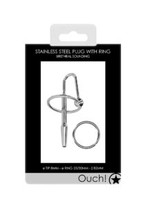 Shots Ouch! Urethral Sounding Stainless Steel Plug with Ring