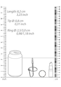 Shots Ouch! Urethral Sounding Stainless Steel Plug with Ring dimensions diagram