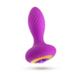 Blush Novelties Oh My Gem Charm 4.5-inch Vibrating Purple Butt Plug with Amethyst-Gem