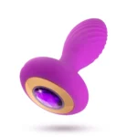 Blush Novelties Oh My Gem Charm 4.5-inch Vibrating Purple Butt Plug with Amethyst-Gem