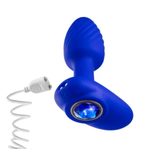 Blush Novelties Oh My Gem Mystery 4-inch Vibrating Butt Plug | Blue with Sapphire Gem Base