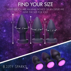Booty Sparks 7-Mode Vibrating Strobe Light Rechargeable Butt Plug - Find Your Size
