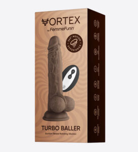 FemmeFunn Vortex Turbo Baller 2.0 Realistic Vibrator Dildo - Cocoa