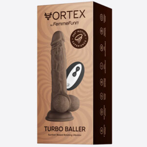 FemmeFunn Vortex Turbo Baller 2.0 Realistic Vibrator Dildo - Cocoa