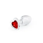 NS Novelties Crystal Desires Red Heart Glass Butt Plug - Medium